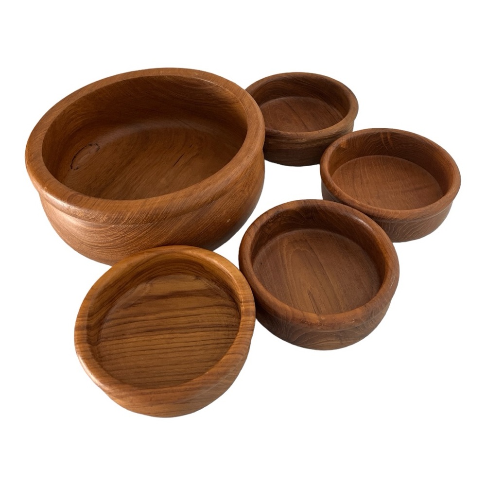 Handcrafted Teakwood Salad Bowl Set.